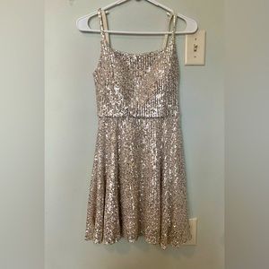 Morgan & Co. Gold/Silver Sequin Midi Dress